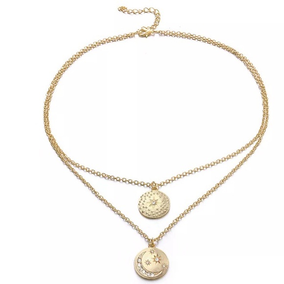 ‼️3/$30 Boho Multilayer Star Moon Gold Necklace - Picture 4 of 7